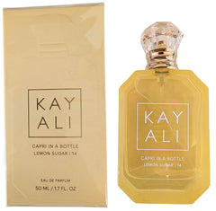 Kayali Capri in a Bottle Lemon Sugar 14 bottle-front showcases radiant citrus for everyday wear.