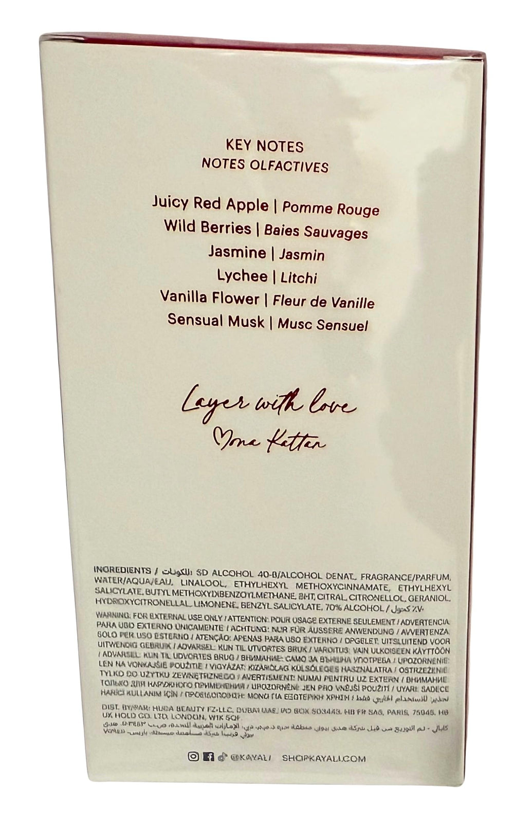 Kayali Eden Juicy Apple heart notes with jasmine and lychee for soft daytime allure