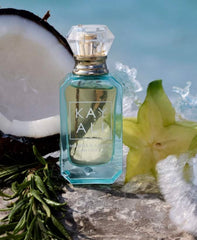 Close-up of the Kayali Maldives mini EDP cap, emphasizing portability and luxury.
