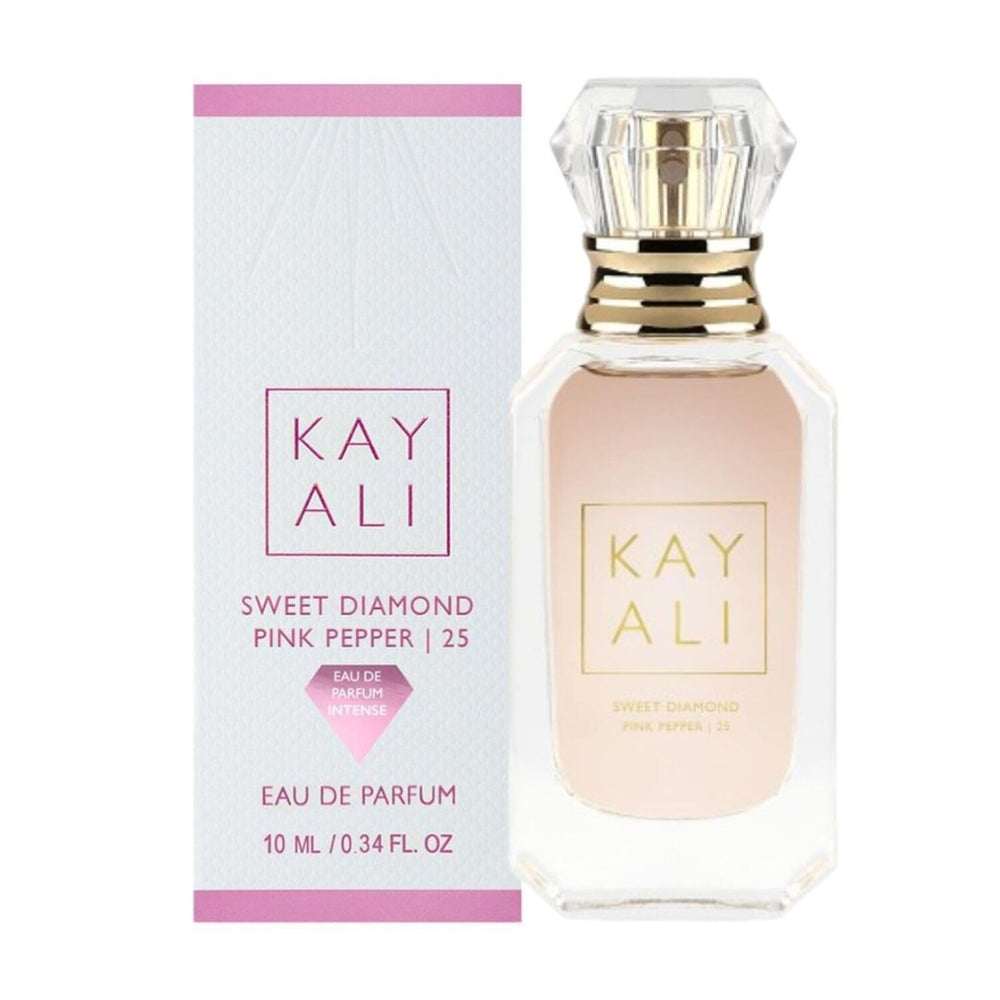 KAYALI Sweet Diamond Pink Pepper travel spray on vanity for on-the-go fragrance