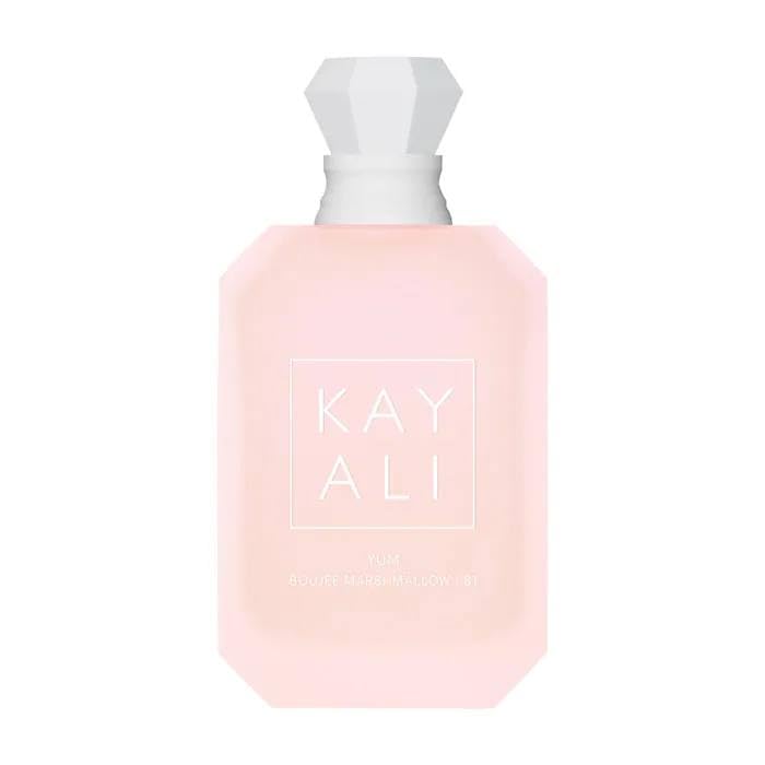 KAYALI Yum Boujee Marshmallow 81 bottle on display, a gourmand scent for memorable evenings.