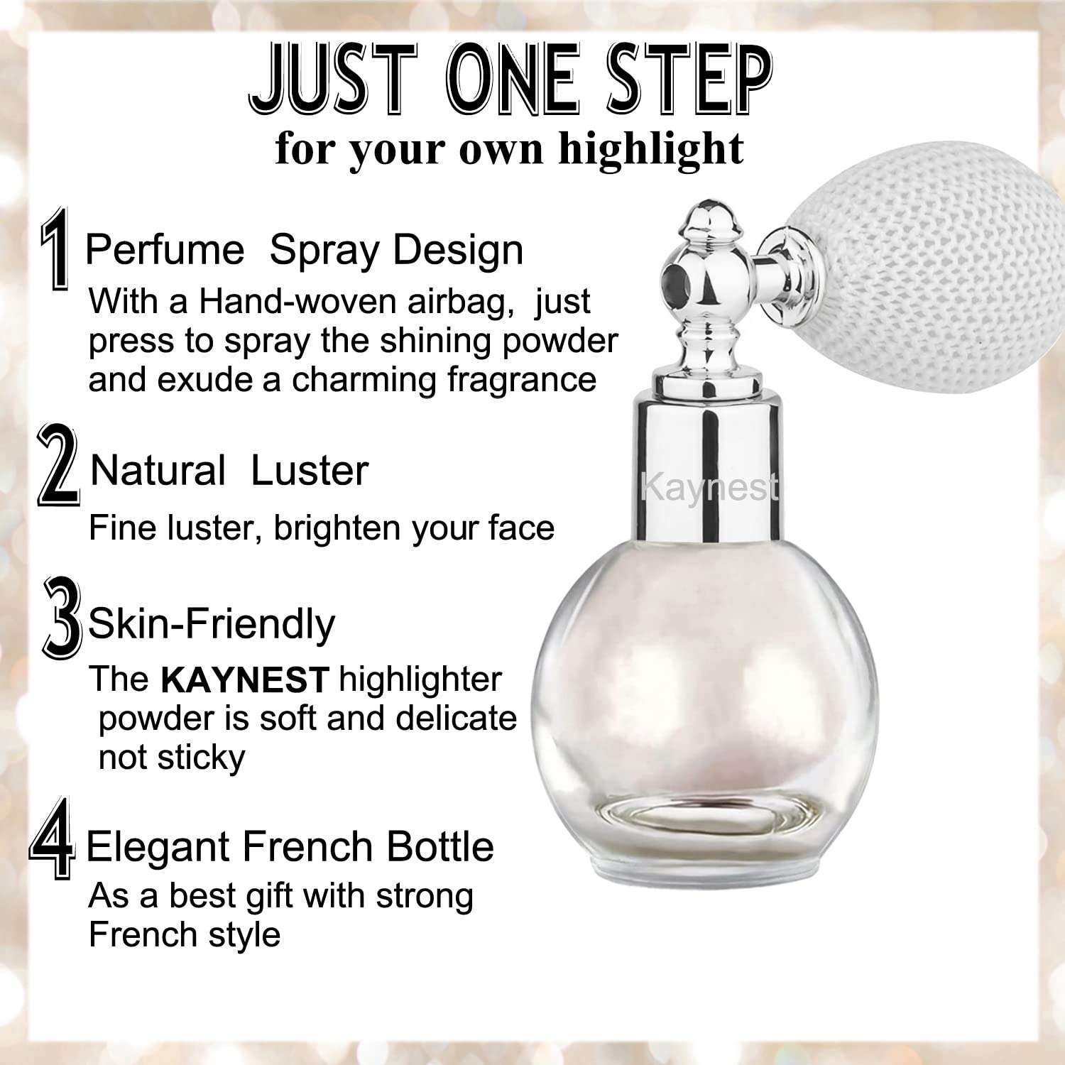 Kaynest hair glitter spray adds pearl-white sparkle for party-ready shine