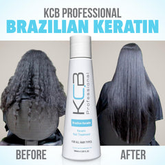 KCB PROFESSIONAL keratin treatment steps guide for at-home smooth results.