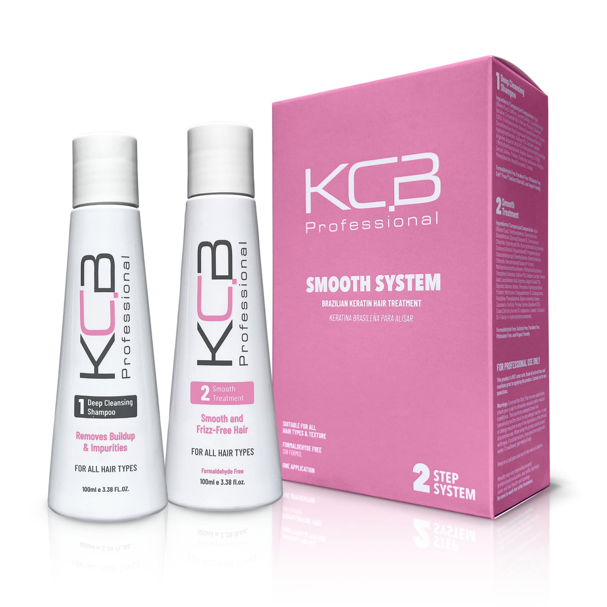 KCB Professional Smooth System bottle and applicator for easy at-home smoothing and frizz control