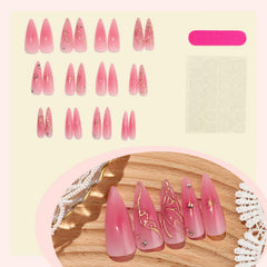 Kcjckcdd pink ombre nails with stars and rhinestones for sparkle