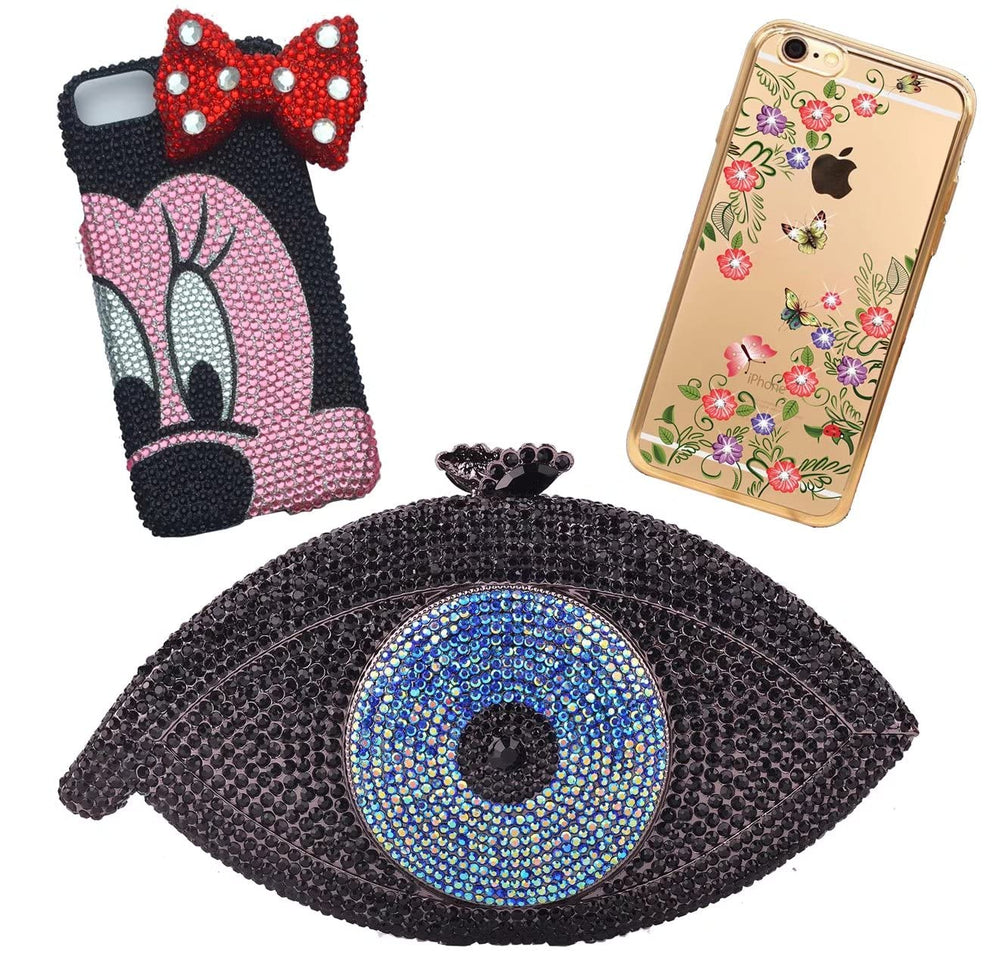 Kdkyy Ink-Blue rhinestones on a phone case for stylish accessories