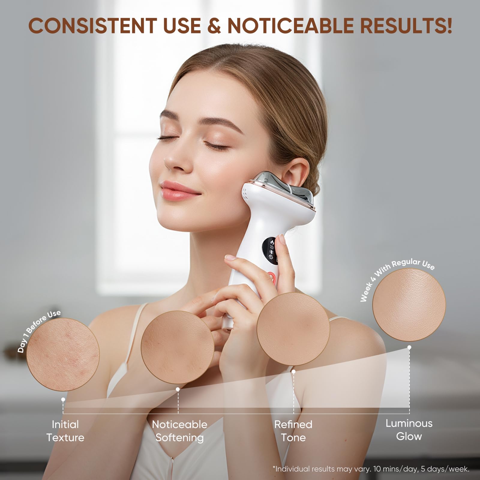 Kdune sonic vibration feature used during treatment for a firming sensation