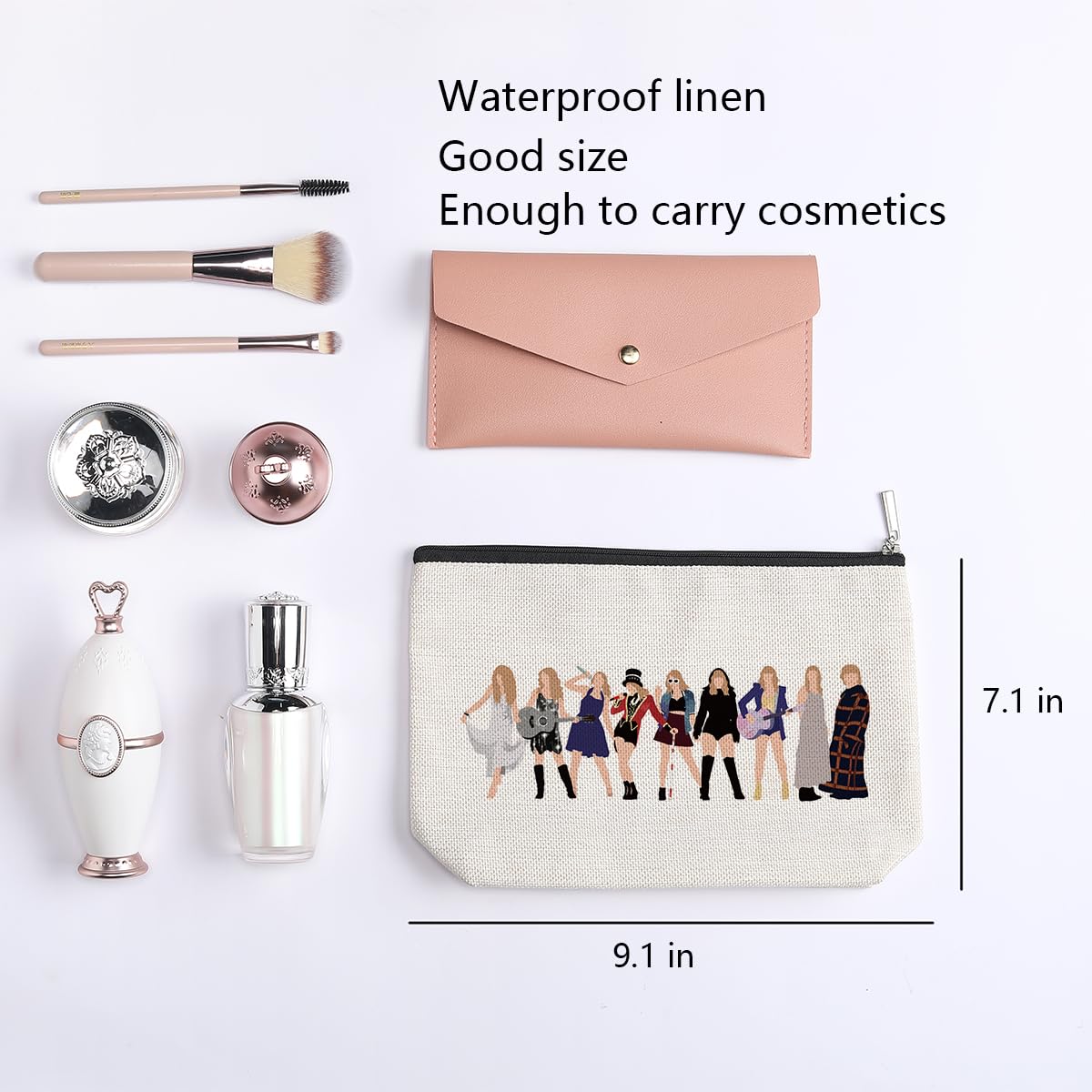 KDXPBPZ makeup bag side graphic highlighting colorful double-sided print.