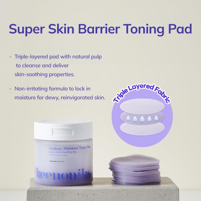Pad saturated with essence from Keenoniks Moisture Recovery Toner Pad closeup