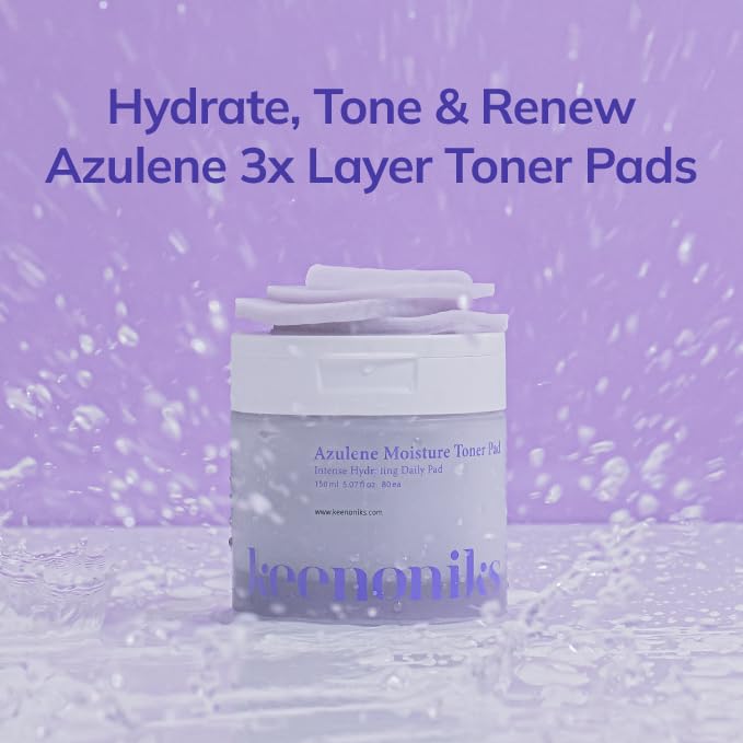 Keenoniks toner pad packaging display highlights easy-to-use hydration
