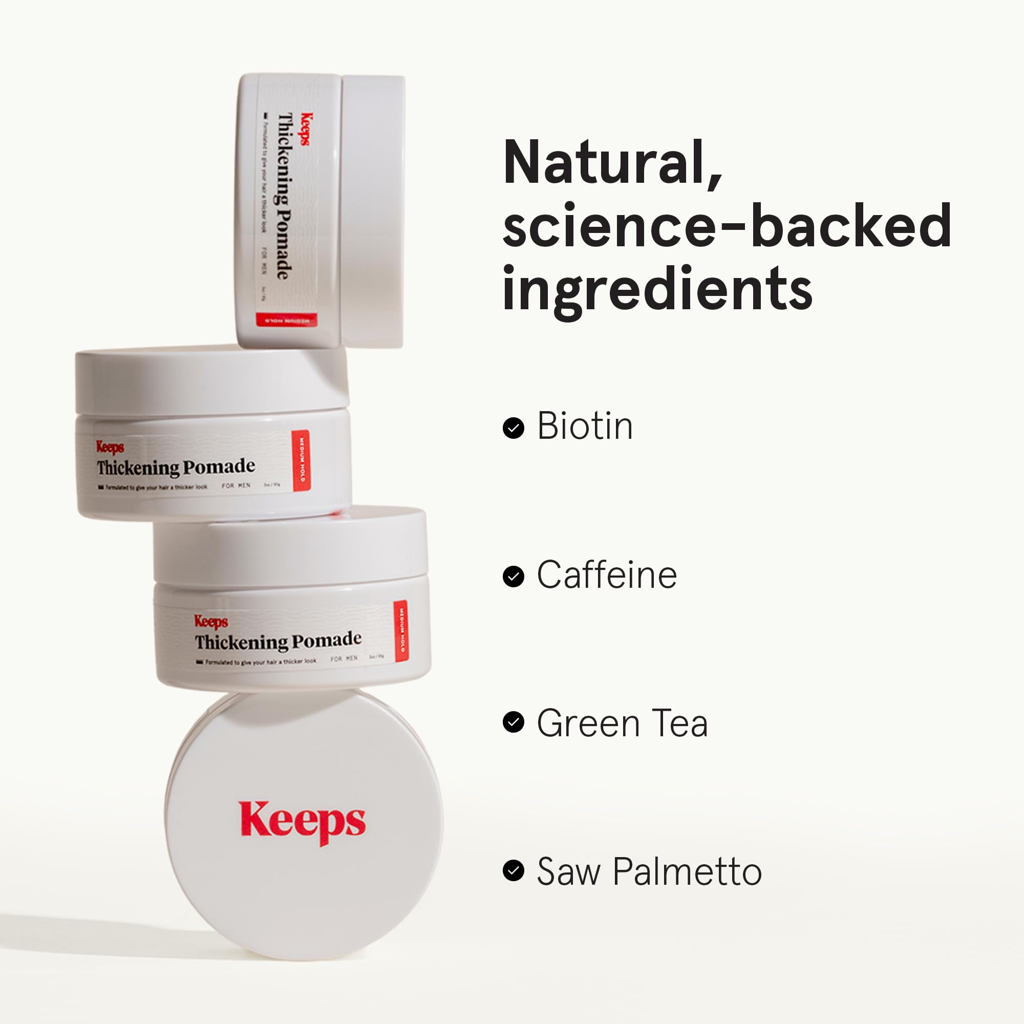 Keeps Matte Thickening Pomade on damp hair for subtle shine and hold