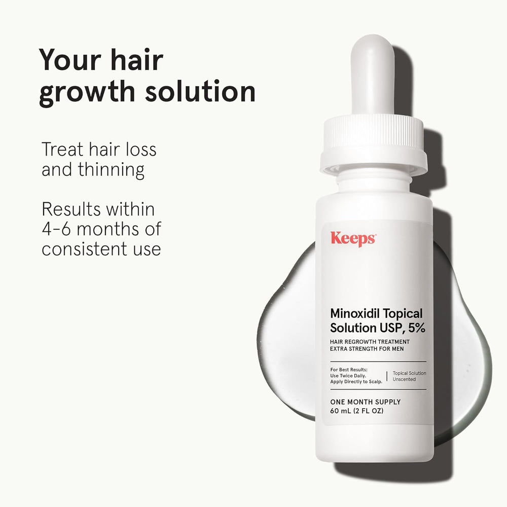 Keeps minoxidil dropper demonstrates targeted scalp dosing.