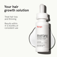 Keeps minoxidil dropper demonstrates targeted scalp dosing.