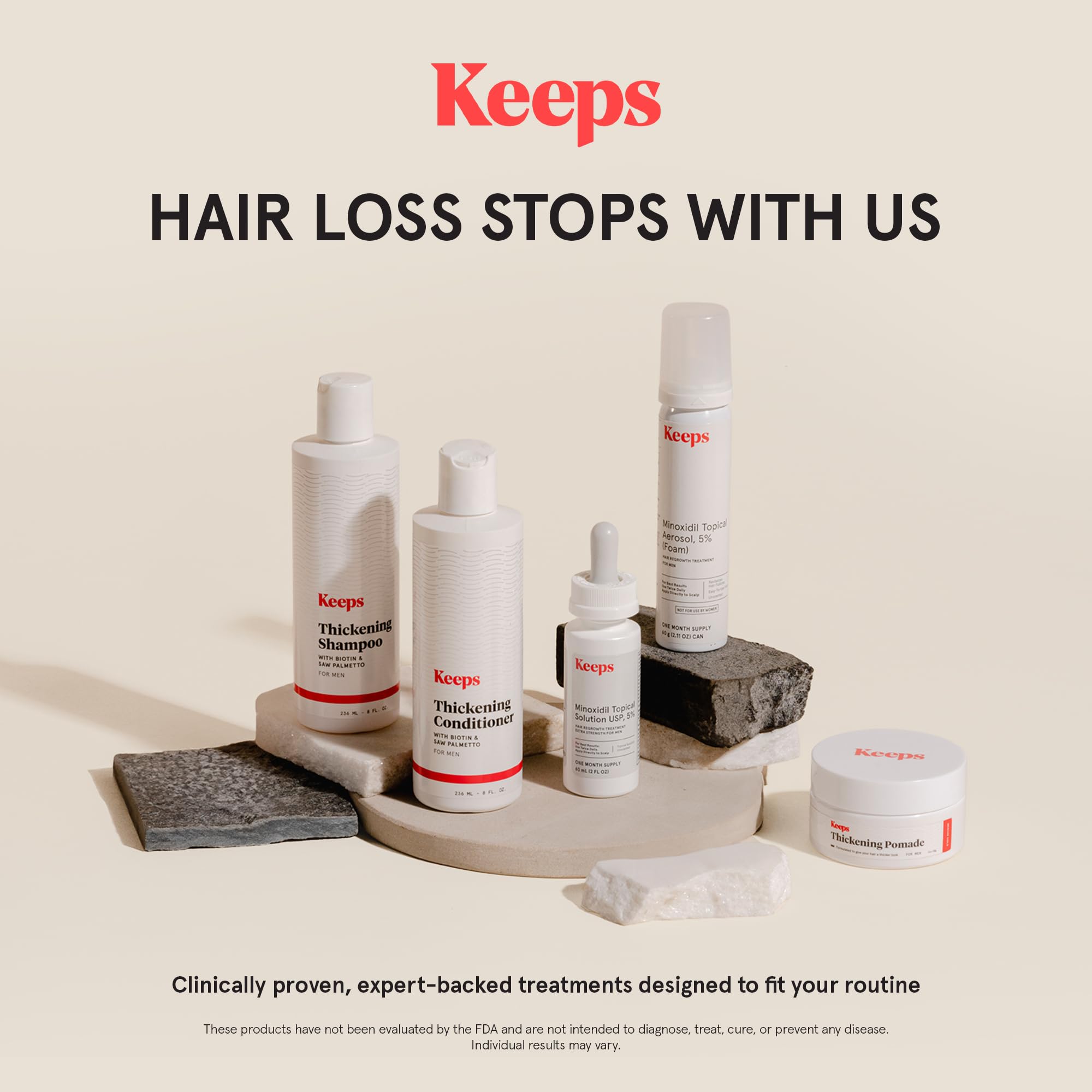 Keeps 3-month supply packaging conveys easy at-home treatment.