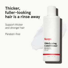 Keeps thickening conditioner application showing smooth, fuller-looking hair after use.