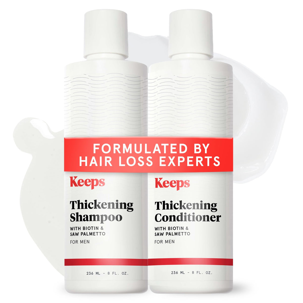 Keeps thickening shampoo bottle front with biotin blend for fuller-looking hair.