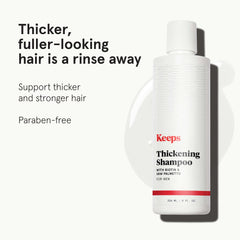 Keeps Thickening Shampoo bottle pour demonstrates easy daily use.