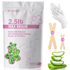Keethem 2.5lb hard wax beads pack for home waxing sessions