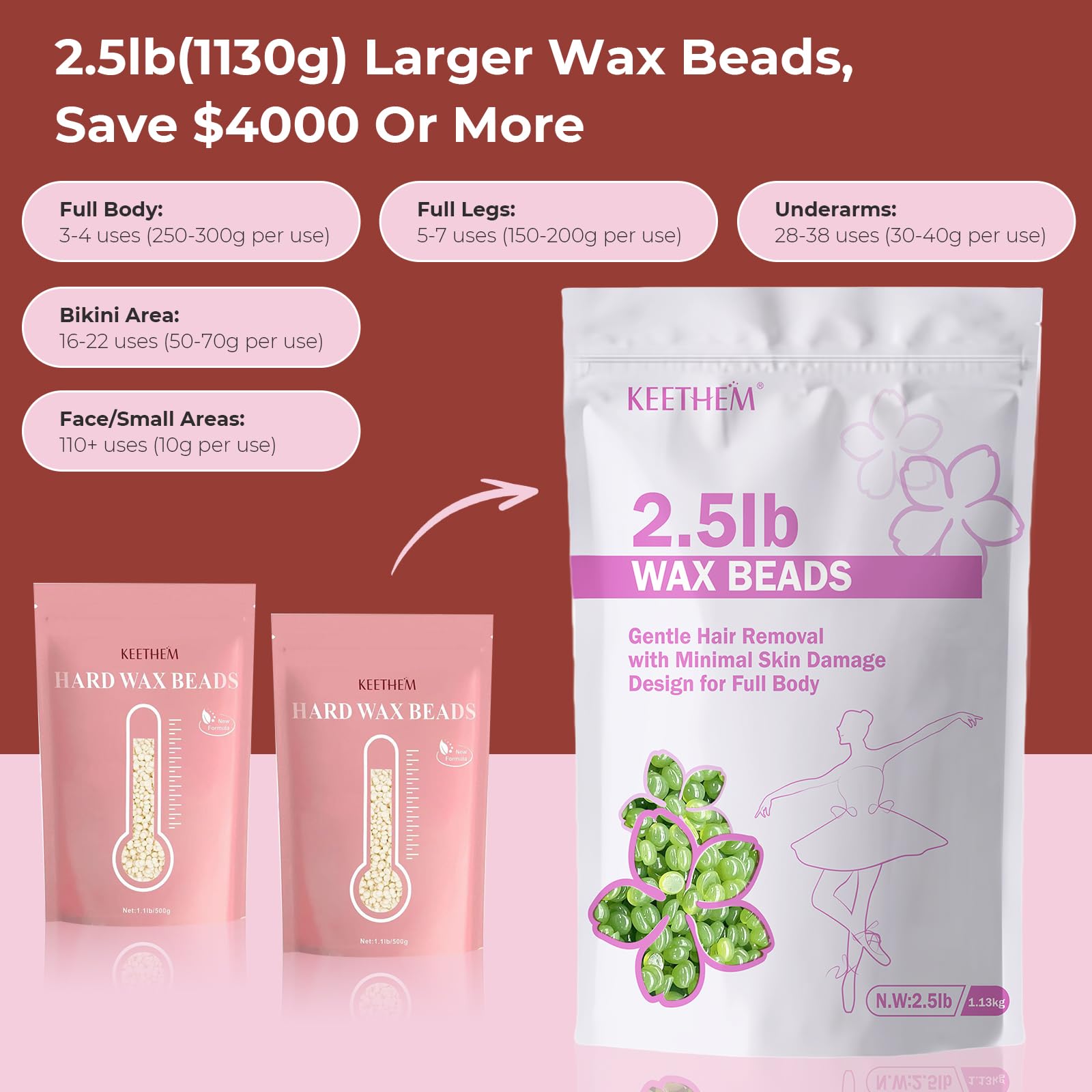 Keethem bulk 2.5lb wax beads for multiple sessions