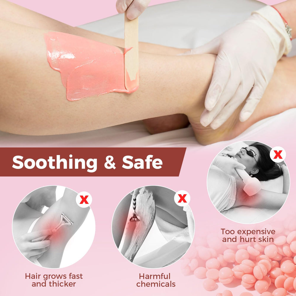 Keethem waxing kit includes sticks and gloves for hygienic sessions.