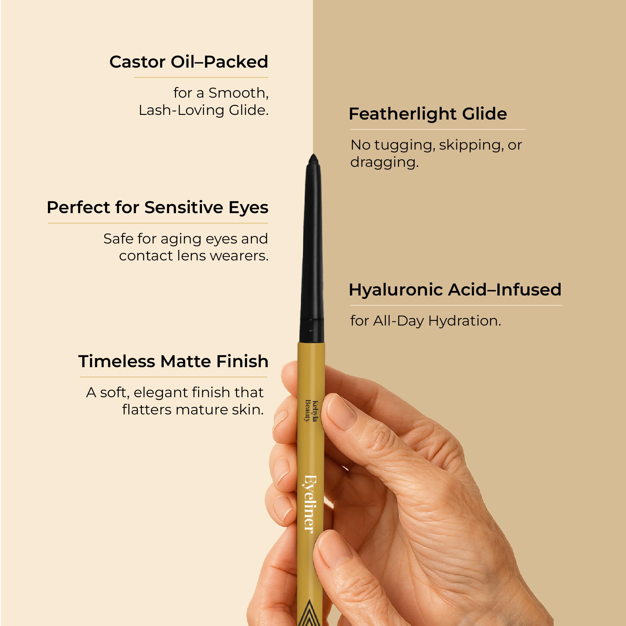 Kehyla Beauty eyeliner shades display showing six rich options