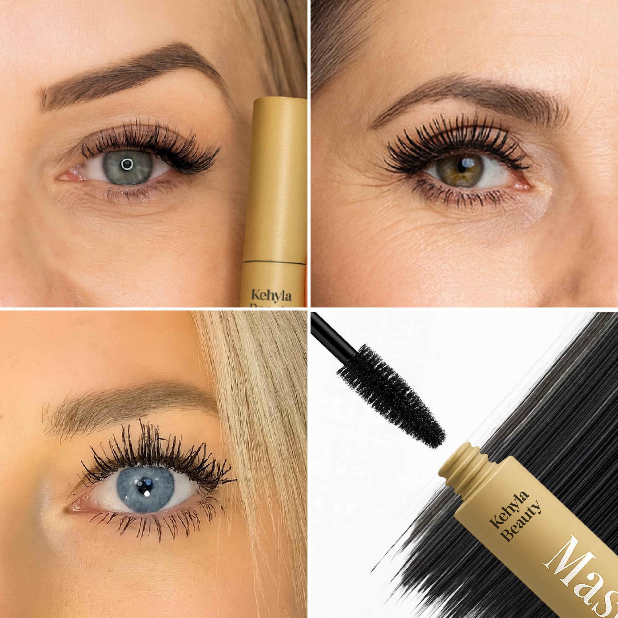 Kehyla Beauty mascara lifted lashes for a brighter, more open eye look.