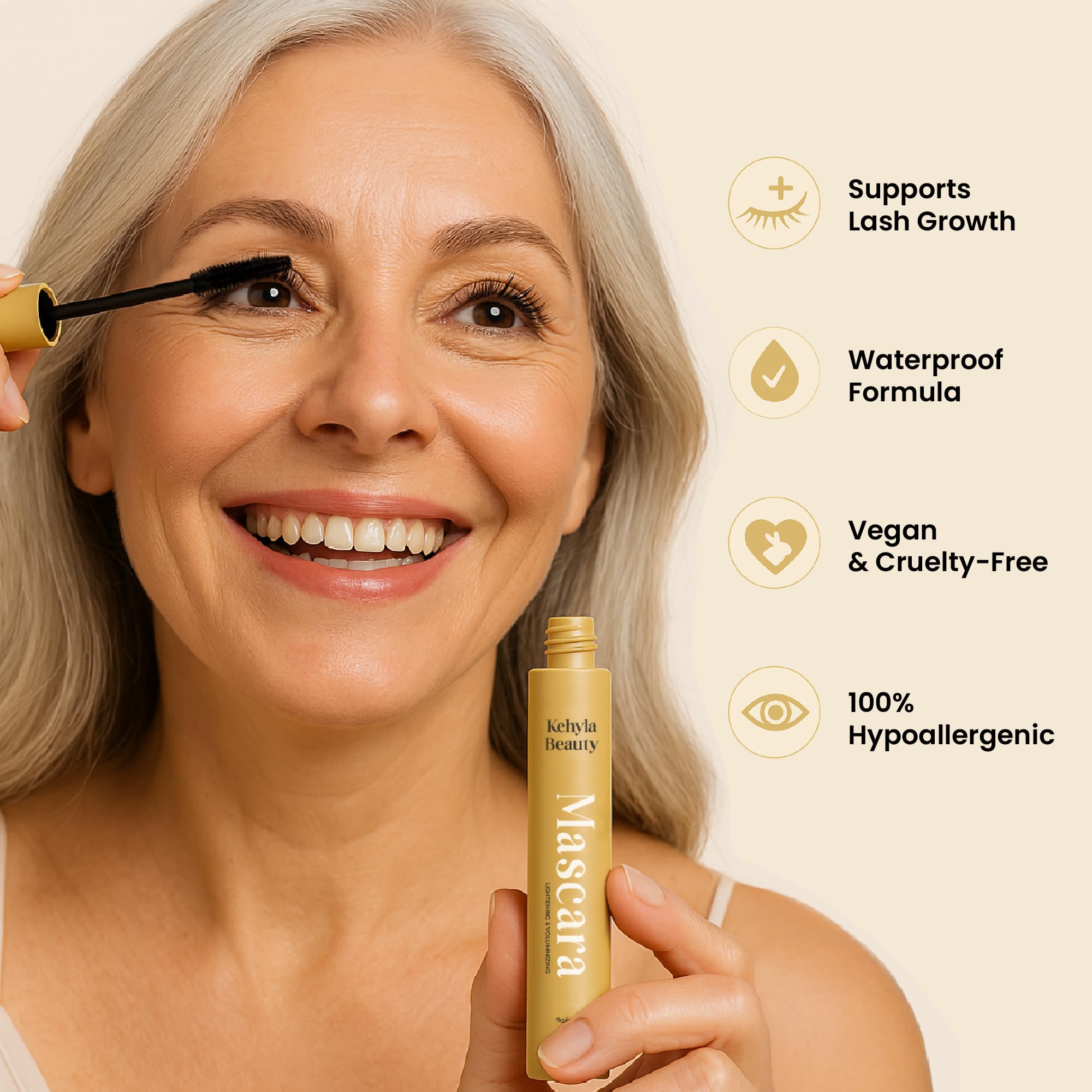 Kehyla Beauty waterproof formula resists smudge and transfer all day.