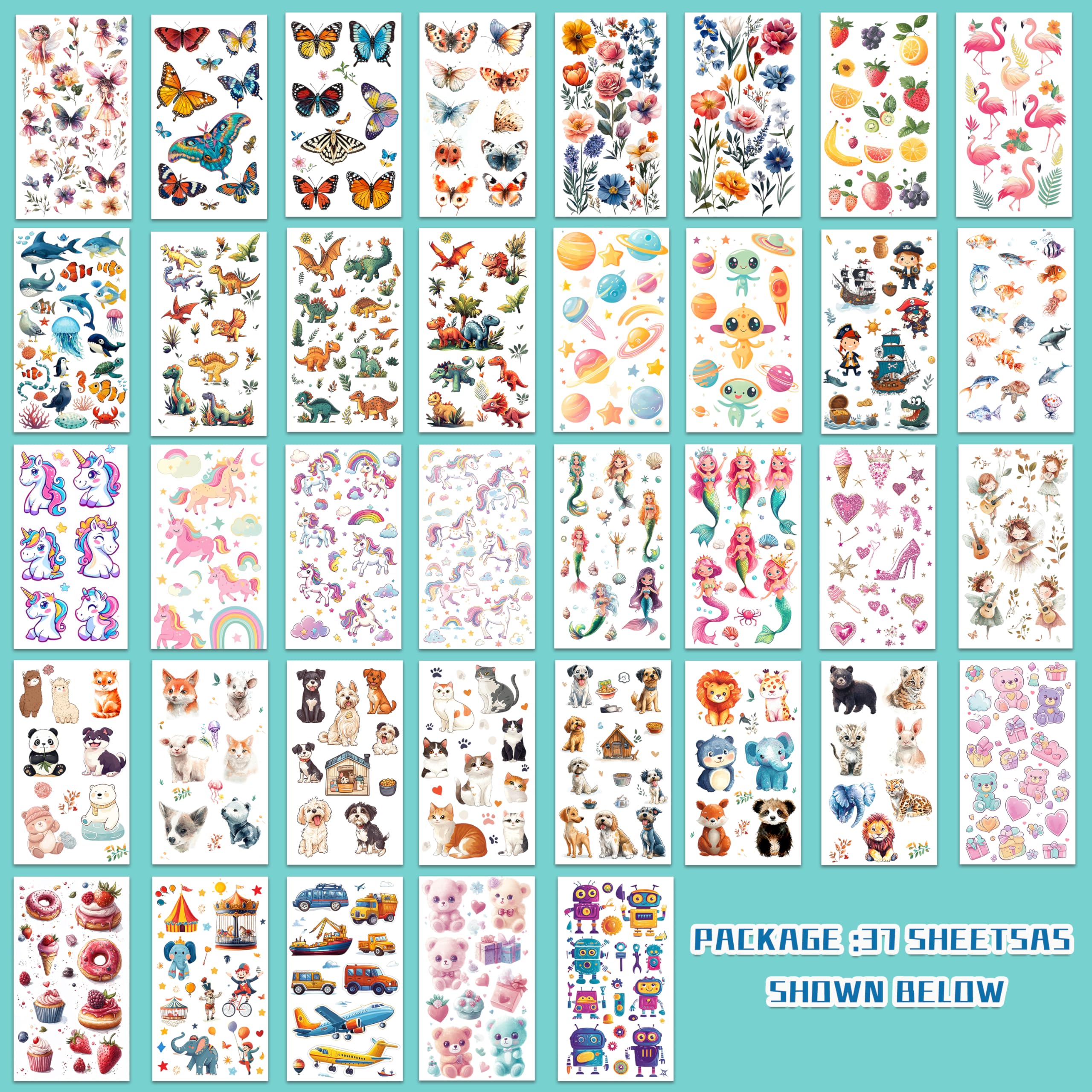 Keikihipa 37 sheets close-up showing diverse themes for kids.