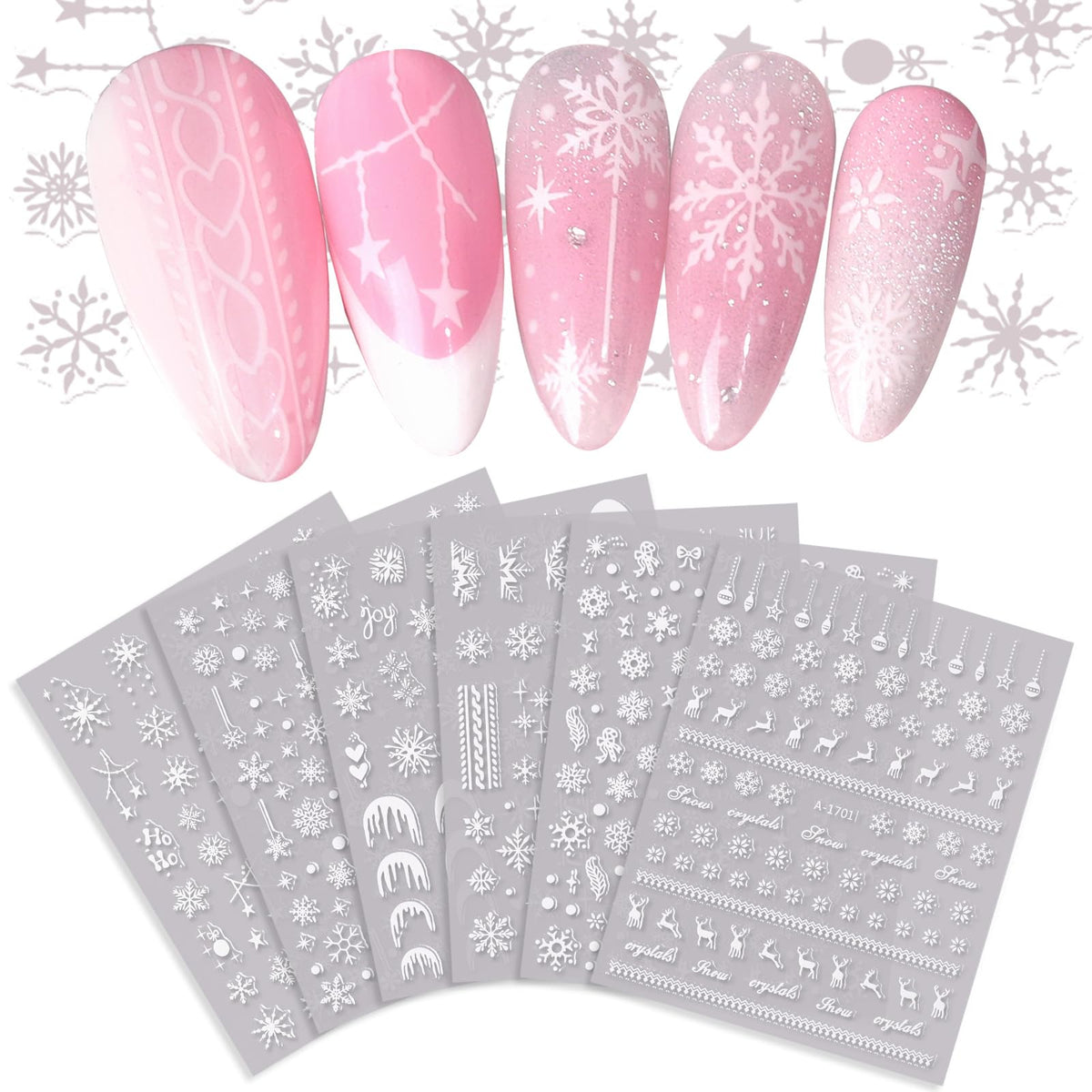 Kelhomecl Christmas nail stickers snowflake design add festive elegance to nails.