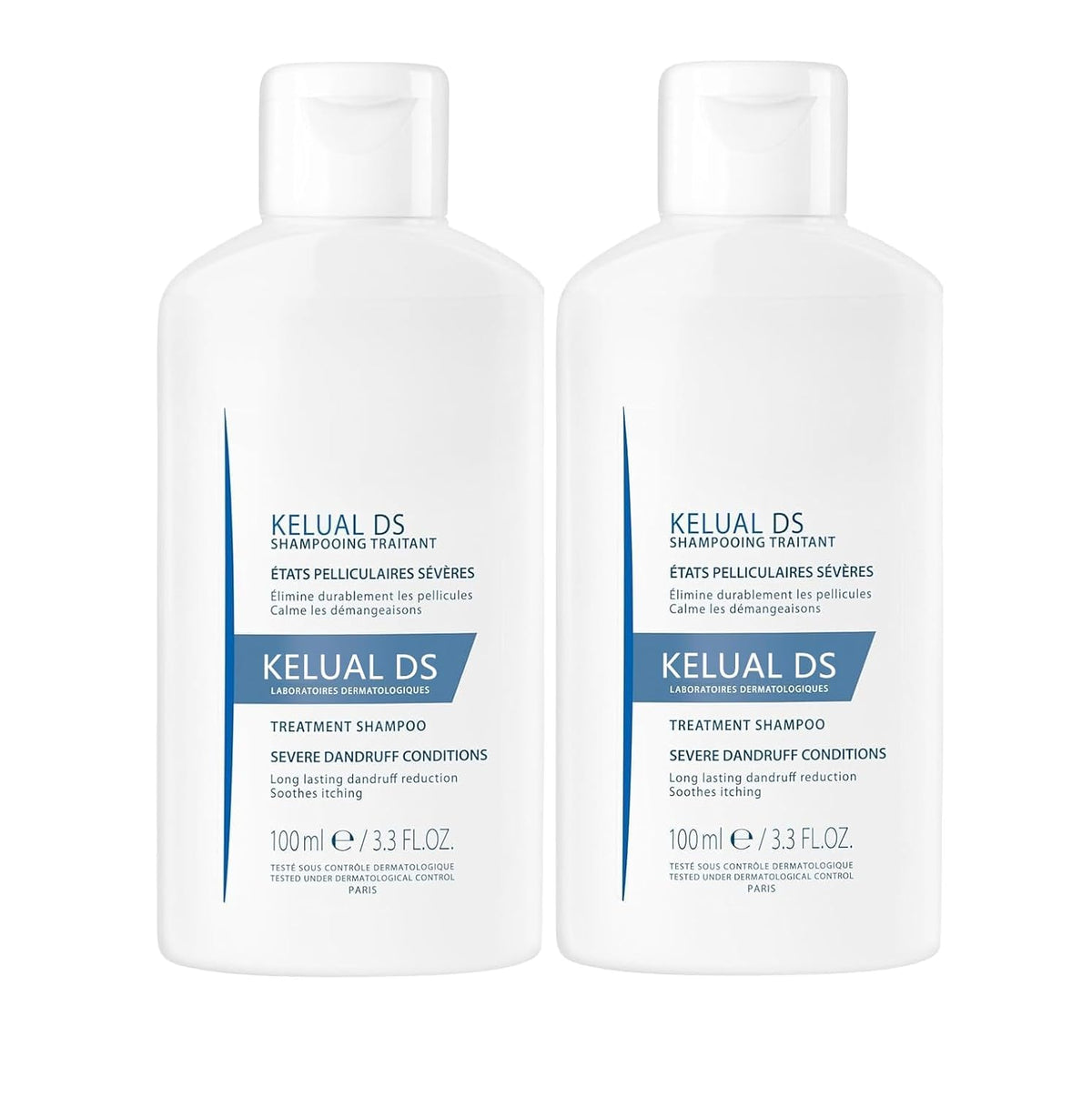 KELUAL DS anti-dandruff shampoo bottle for long-lasting scalp relief.