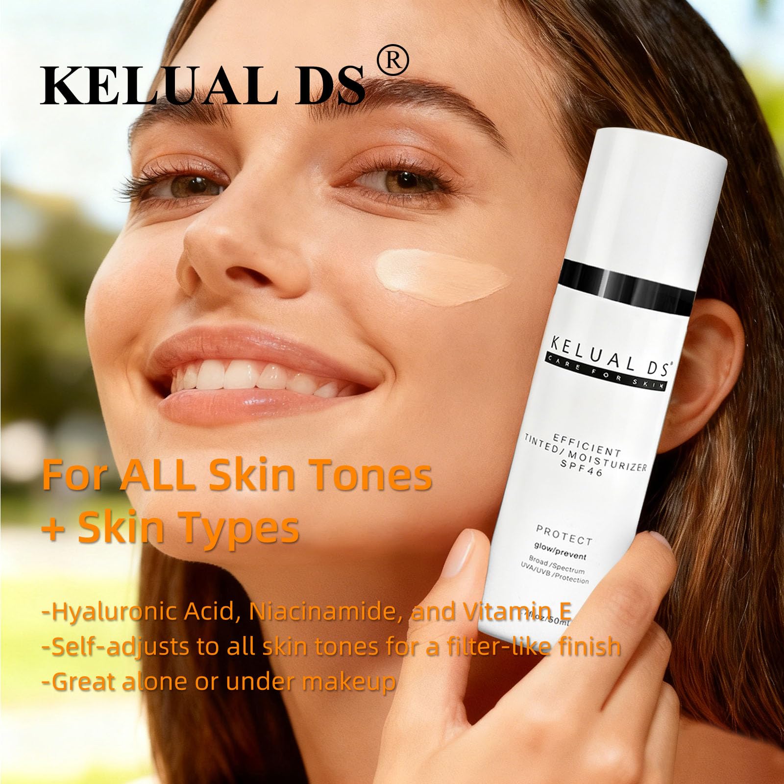 KELUAL DS cruelty-free logo beside product bottle on clean background