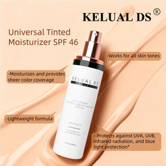 KELUAL DS SPF 46 sunscreen cream closeup with lightweight hydration for daily protection