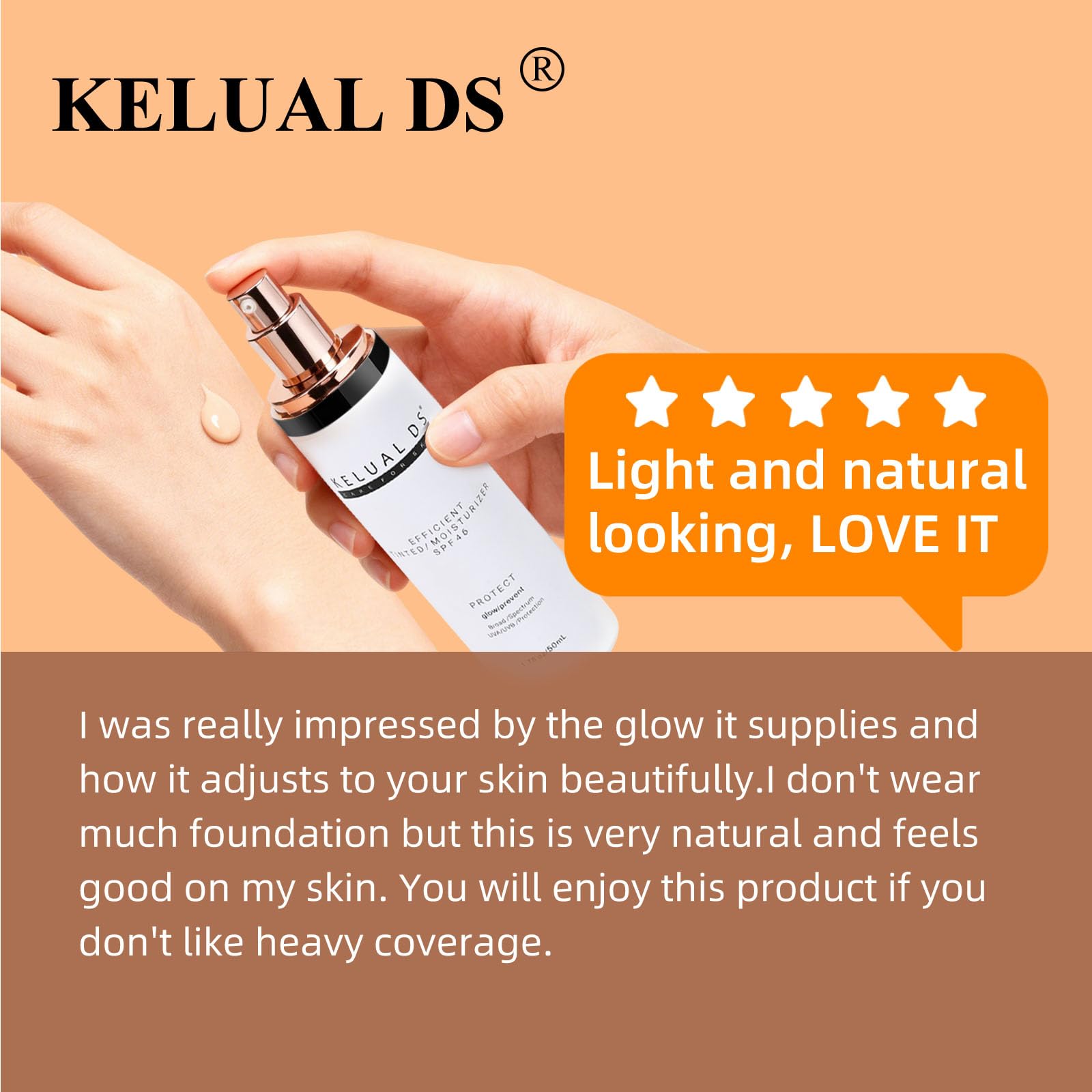 KELUAL DS sunscreen application scene showing broad spectrum protection for daily wear