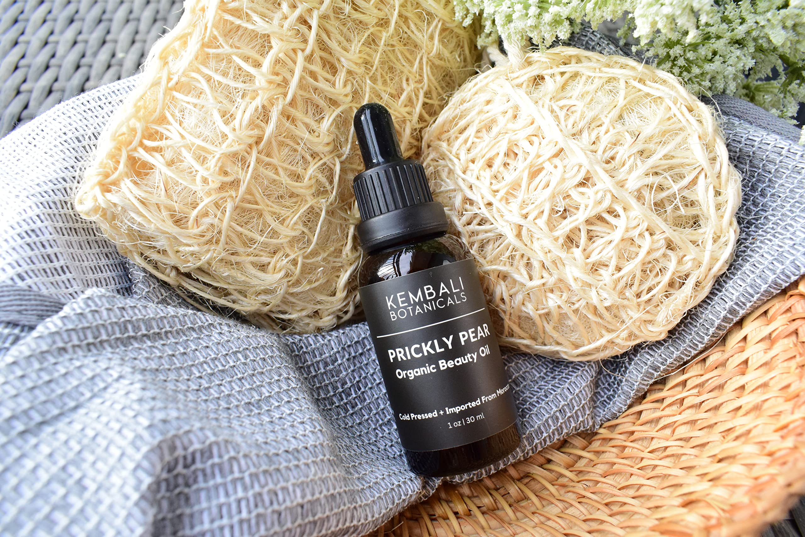 Morocco-sourced Kembali Prickly Pear Seed Oil emphasizes ethical origins.