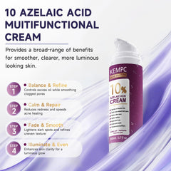 Kempc azelaic acid cream close-up highlights soothing formula for sensitive skin.