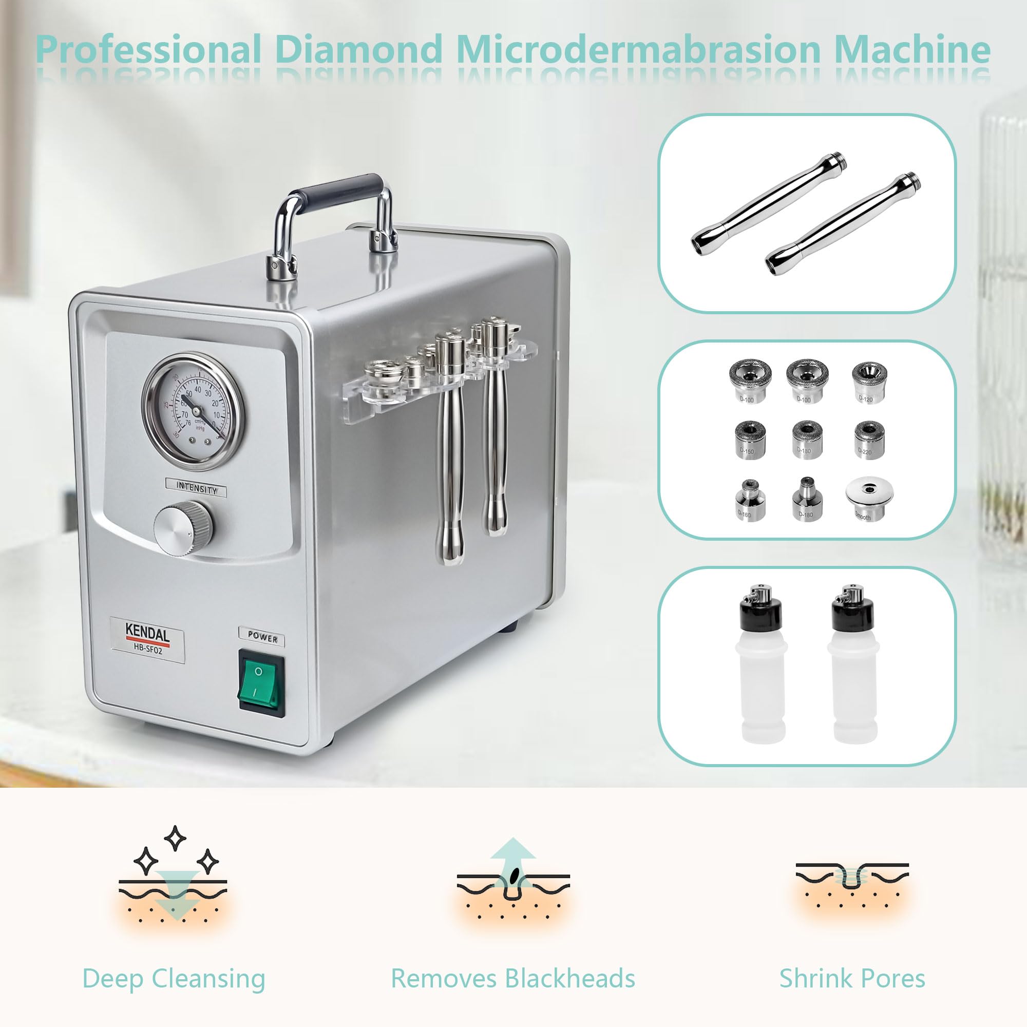Kendal Diamond Wands with stainless steel tips for precise skin resurfacing