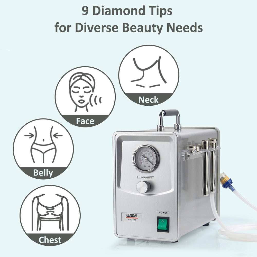 Kendal Microdermabrasion suction dial demonstrating up to 70 cmHg power
