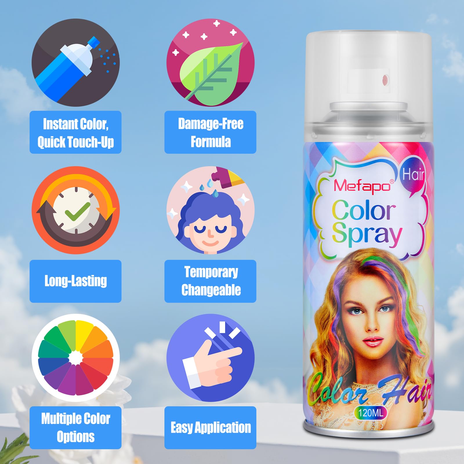 KENINA Purple Hair Spray demonstrates color options for cosplay costumes.
