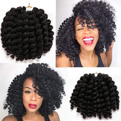 Kenkenten 8-inch Jamaican Bounce crochet hair in 1B with 22 strands per pack for natural fullness