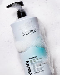 Kenra Clarify Shampoo working through hair to remove dulling deposits