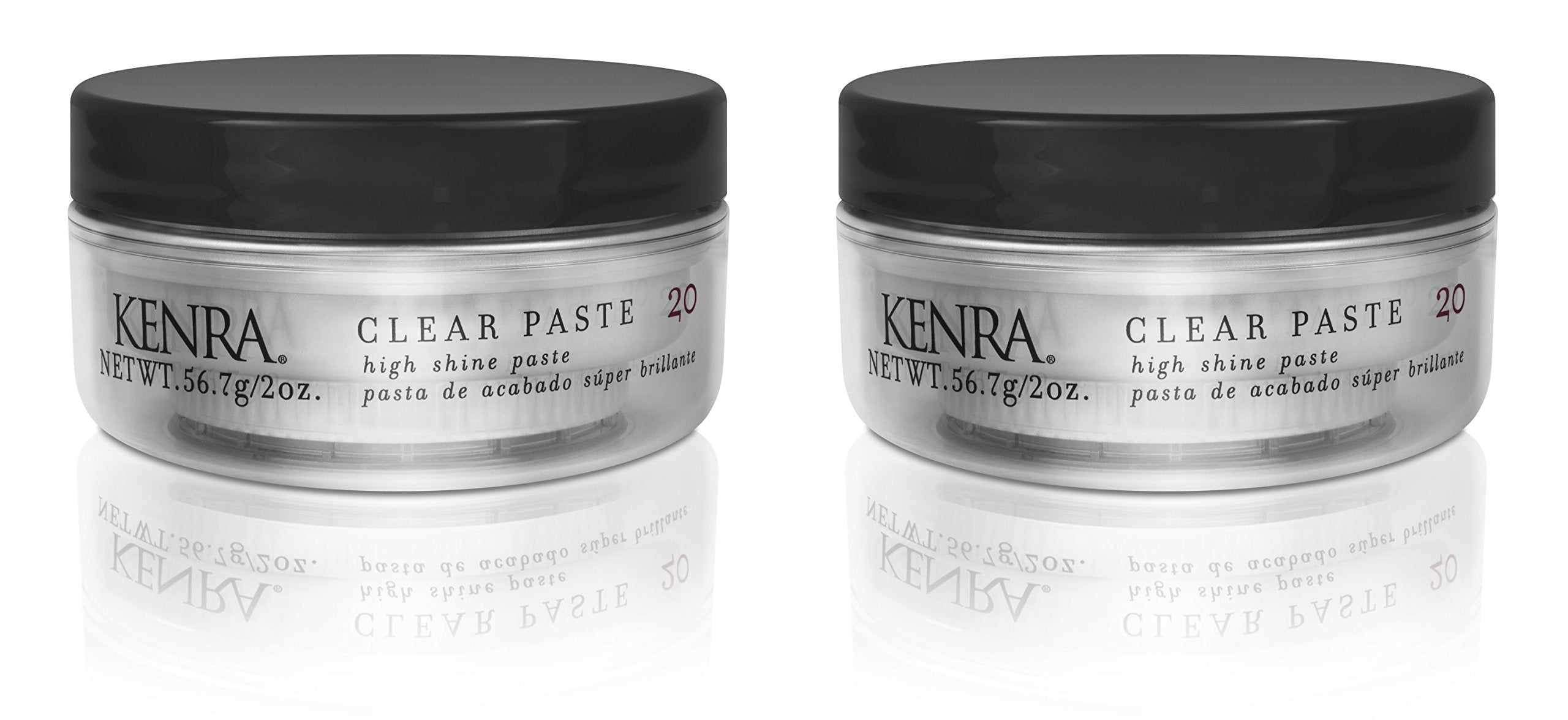 Kenra Clear Paste 20 two-ounce containers show portable packaging for on-the-go styling.