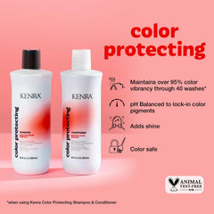 Kenra Color Protecting Shampoo label detail highlighting pH balance and color longevity.