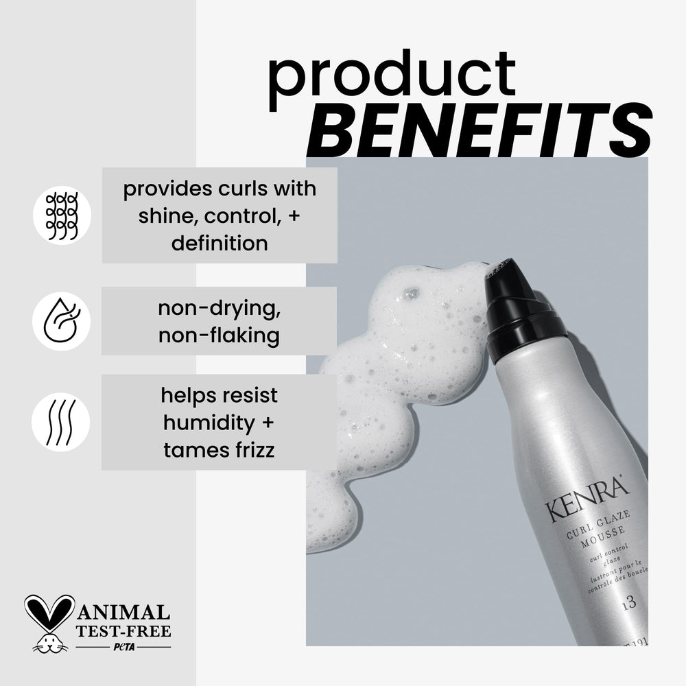 Kenra Curl Glaze Mousse 13 bottle side highlighting smooth styling