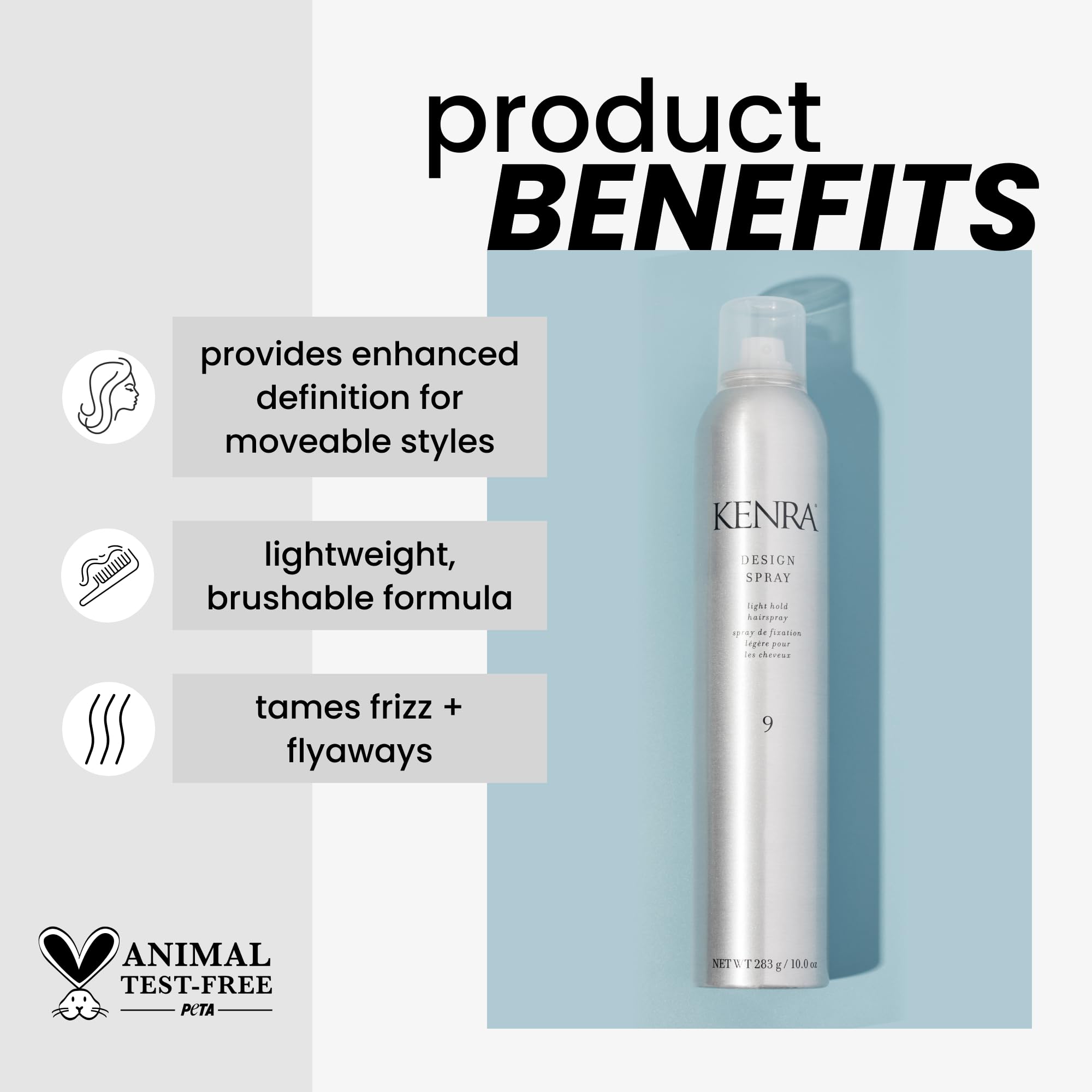 Kenra Design Spray 9 provides light hold for brushable looks