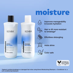 Kenra Moisture Conditioner bottle front promises detangling ease and soft hair.