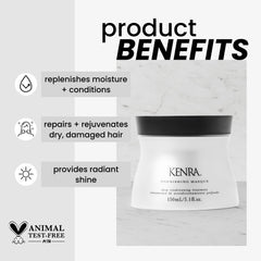 Kenra Nourishing Masque bottle back detailing usage and benefits
