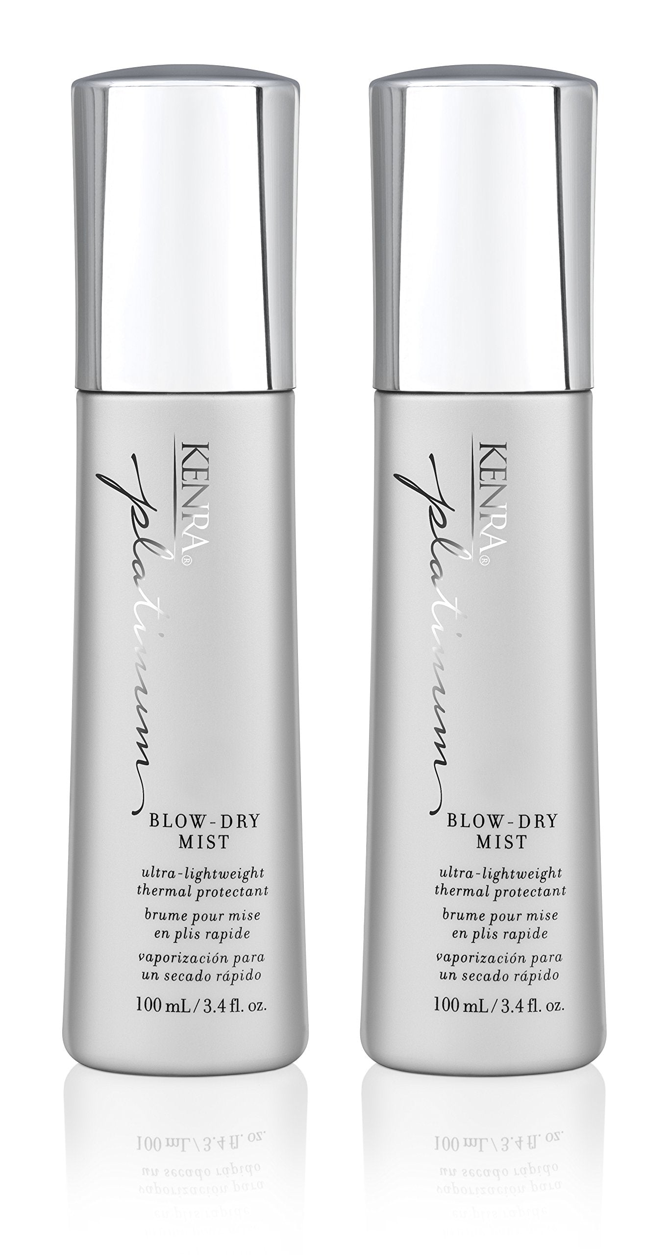 Kenra Platinum Blow-Dry Mist bottle front view with 2-pack for efficient styling.
