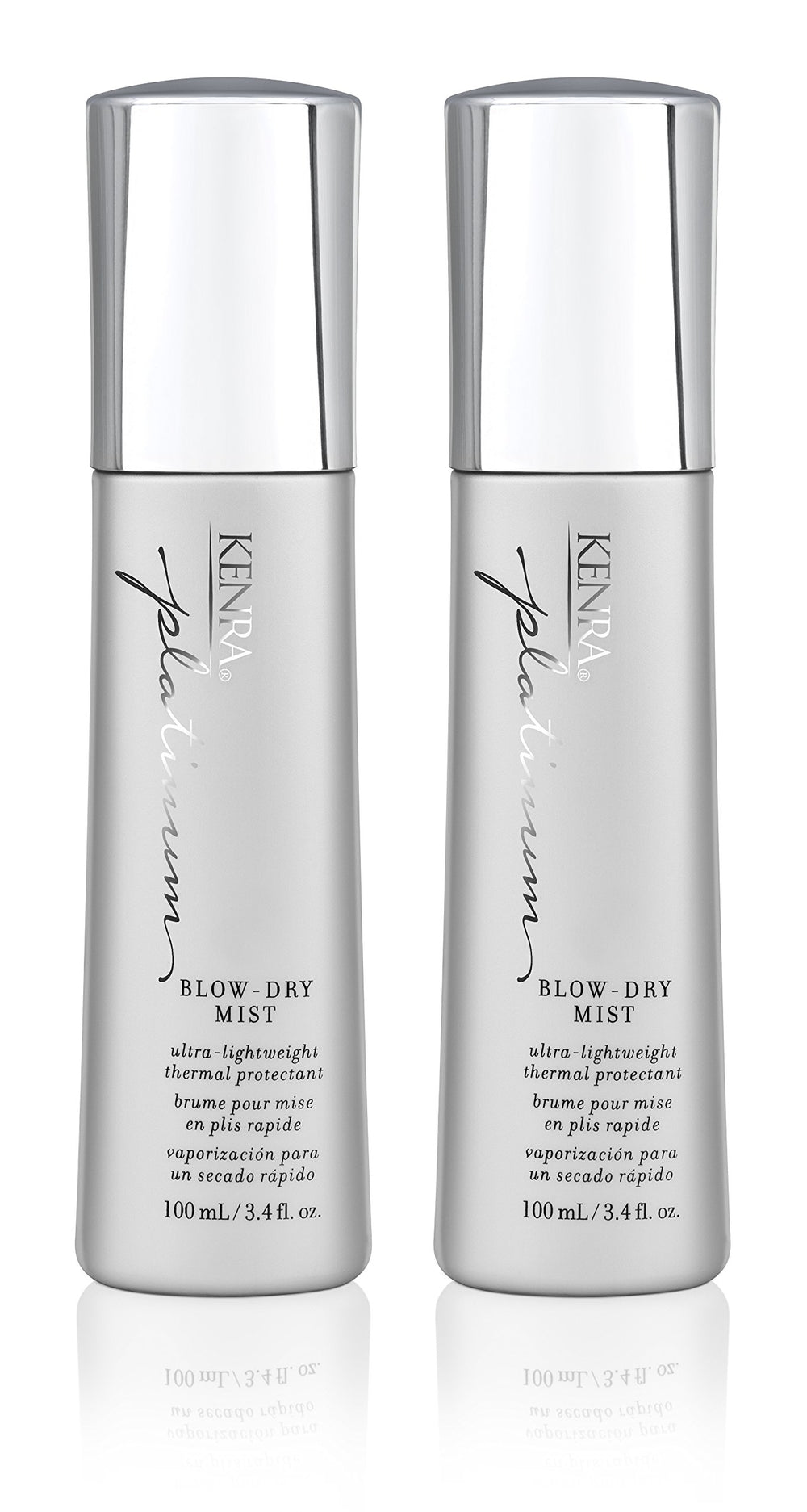 Kenra Platinum Blow-Dry Mist bottle front view with 2-pack for efficient styling.