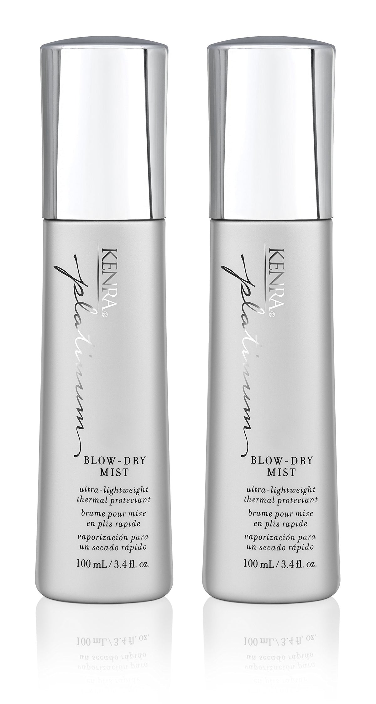 Kenra Platinum Blow-Dry Mist bottle front view with 2-pack for efficient styling.