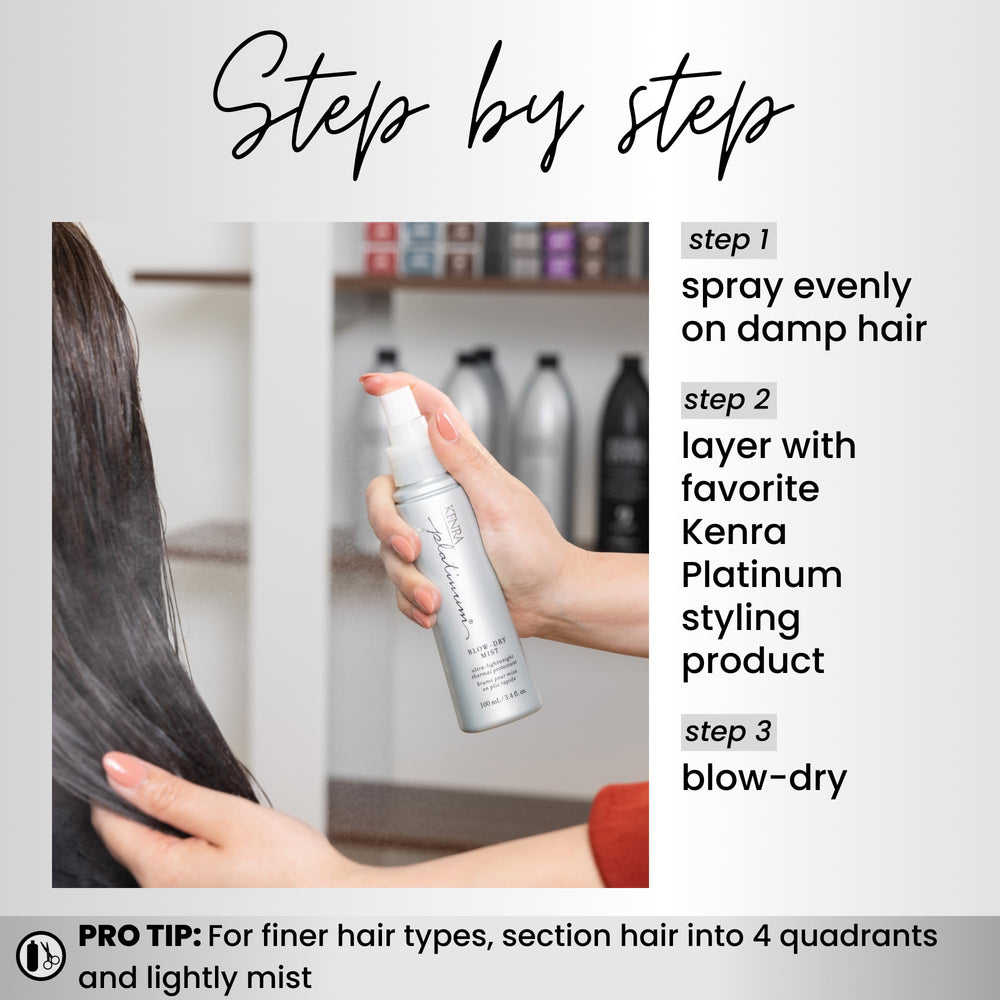 Kenra Platinum Blow-Dry Mist spray nozzle close-up for even application.